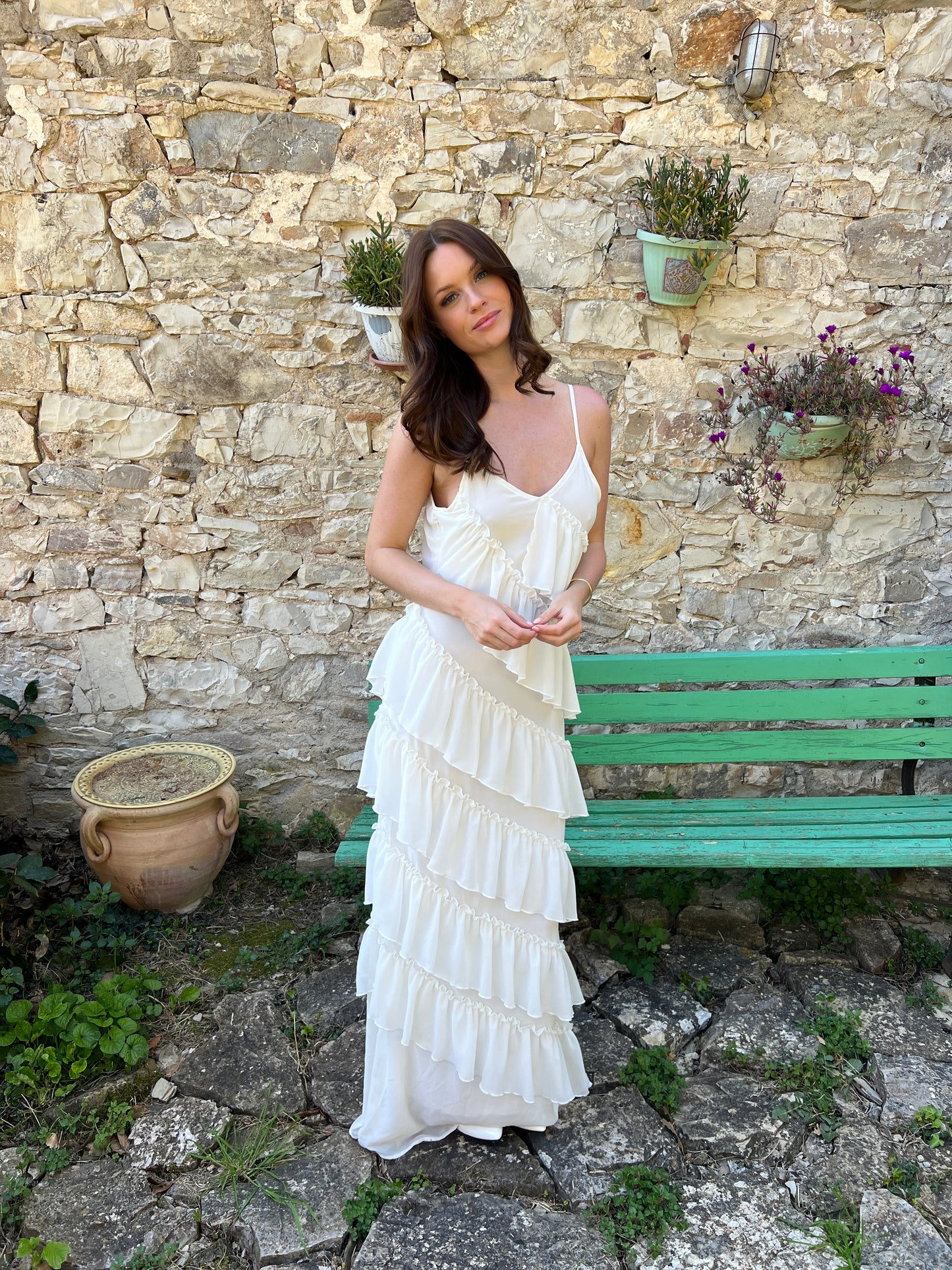 Rie maxi ruffle dress - White - Martina Montes - imagen 8