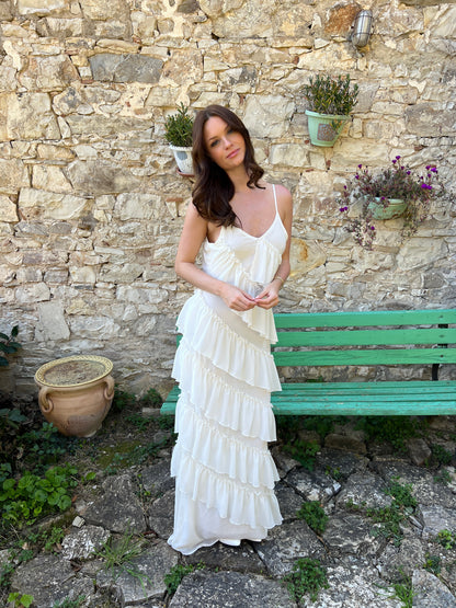 Rie maxi ruffle dress - White - Martina Montes - imagen 8