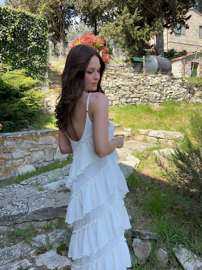 Rie maxi ruffle dress - White - Martina Montes - imagen 12