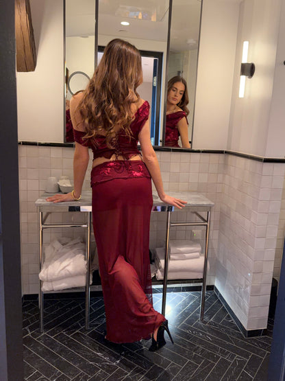 Falda Maxi Kivo Rojo Oscuro – Martina Montes - Martina Montes - imagen 1