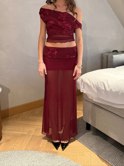 Falda Maxi Kivo Rojo Oscuro – Martina Montes - Martina Montes - imagen 2