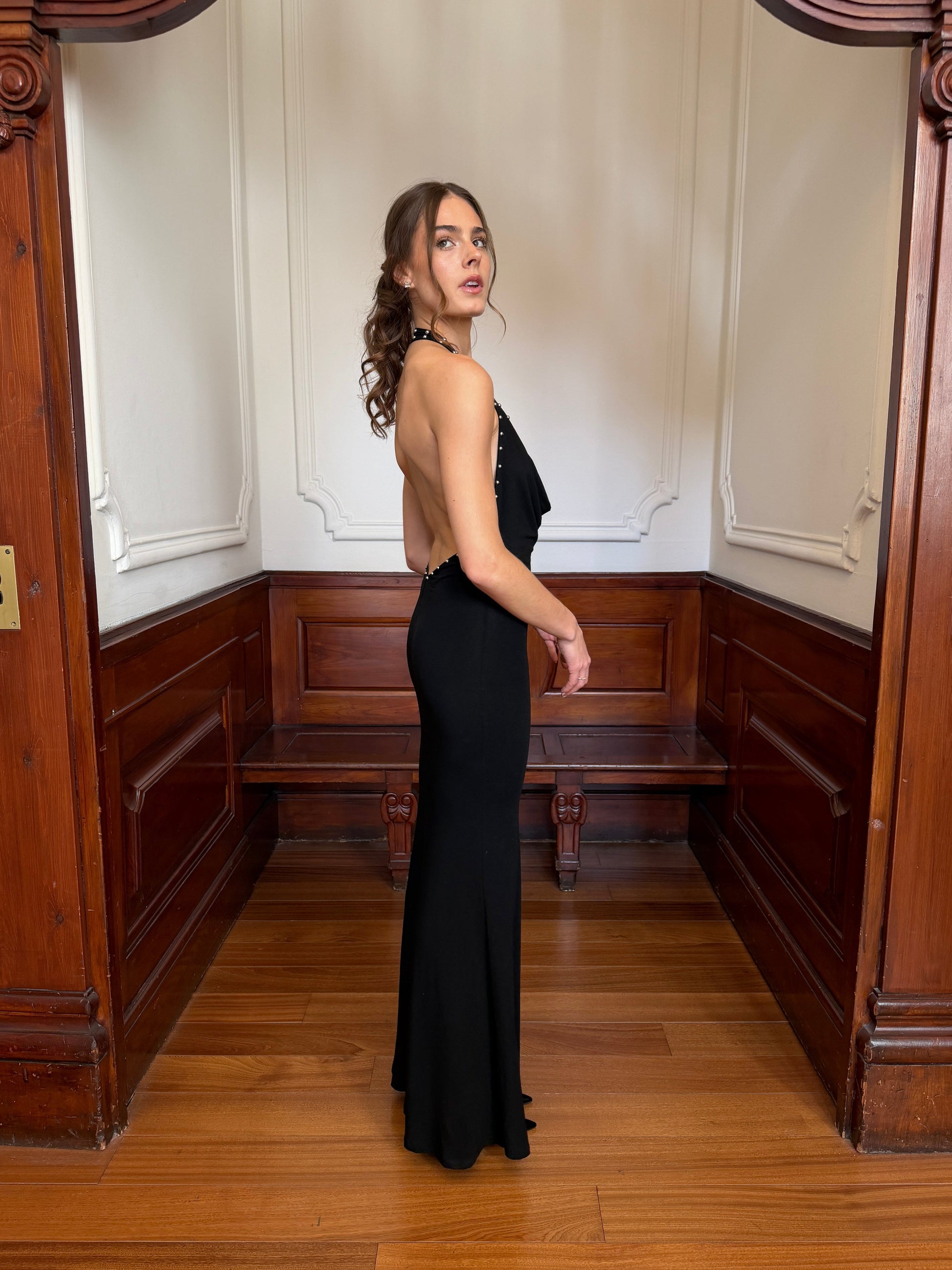 Vestido Frigg Negro - Maxi con Tachuelas - Martina Montes - imagen 3