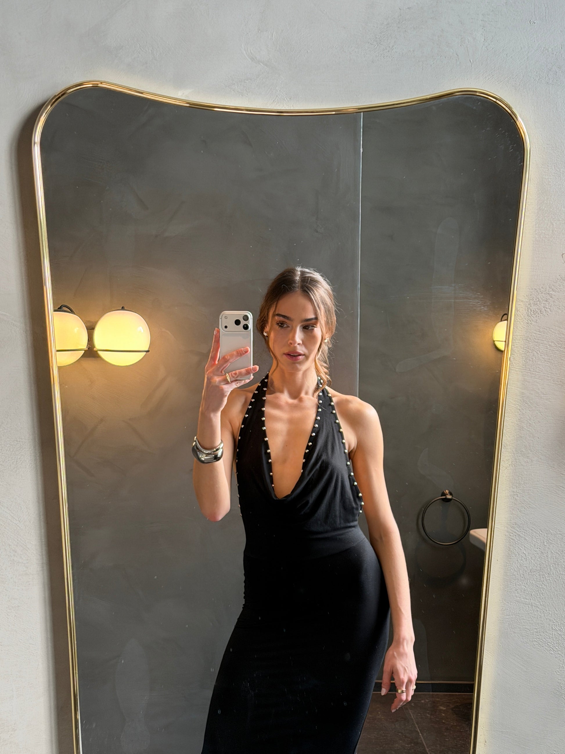 Vestido Frigg Negro - Maxi con Tachuelas - Martina Montes - imagen 12