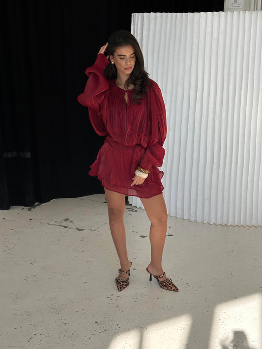 Vestido Kalia Rojo Oscuro - Martina Montes - imagen 2
