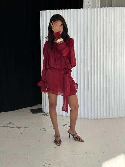 Vestido Kalia Rojo Oscuro - Martina Montes - imagen 10