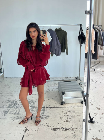 Vestido Kalia Rojo Oscuro - Martina Montes - imagen 4