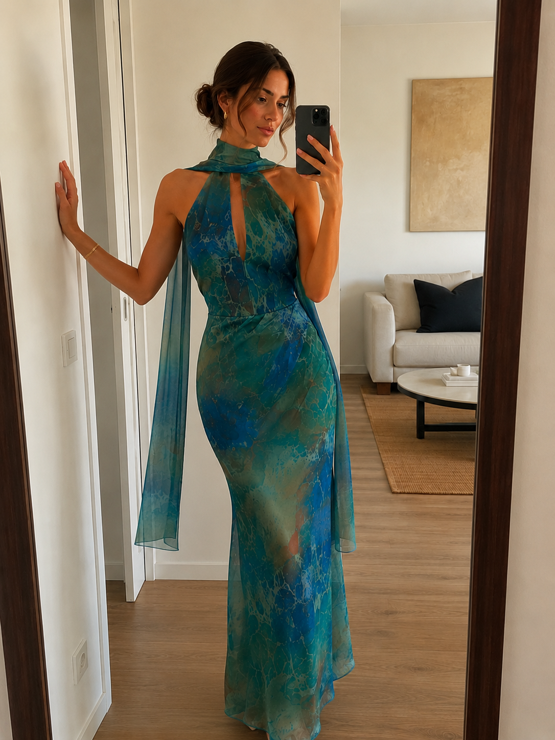 Vestido Halter Ocean Silk